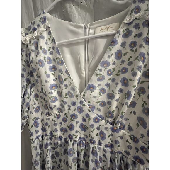 Since Then Purple White Floral Midi Dress Sz L - Picture 3 of 8